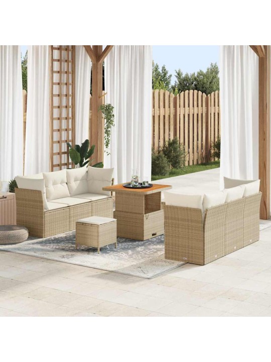 Dārza dīvānu komplekts 9 pcs bēša un krēmkrāsa 80 x 80 x 71 cm