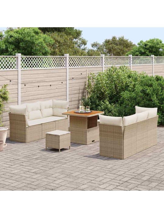 Dārza dīvānu komplekts 9 pcs bēša un krēmkrāsa 80 x 80 x 71 cm