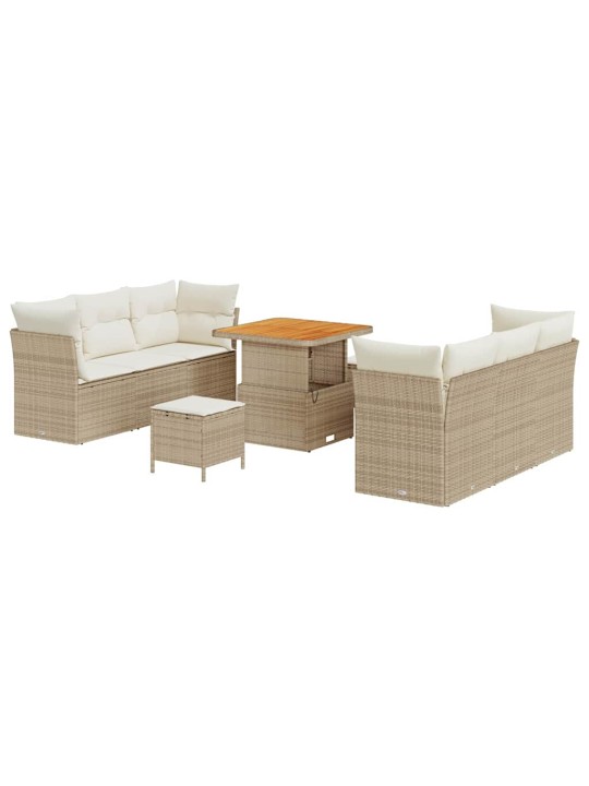 Dārza dīvānu komplekts 9 pcs bēša un krēmkrāsa 80 x 80 x 71 cm