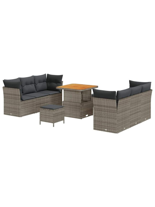 Dārza dīvānu komplekts ar spilvenu 9 pcs pelēka 80 x 80 x 71 cm