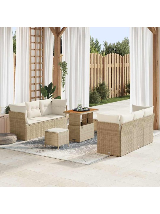 Dārza dīvānu komplekts 9 pcs bēša un krēmkrāsa 90 x 55 x 71 cm