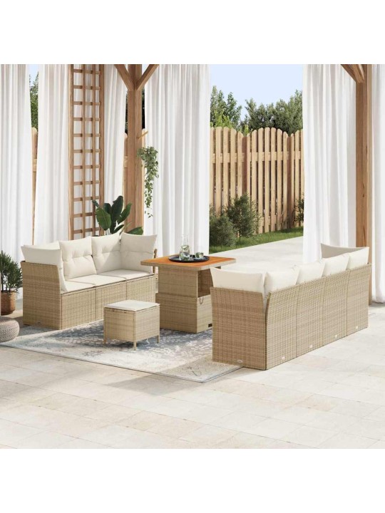 Dārza dīvānu komplekts 10 pcs bēša un krēmkrāsa 80 x 80 x 71 cm