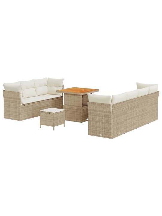 Dārza dīvānu komplekts 10 pcs bēša un krēmkrāsa 80 x 80 x 71 cm