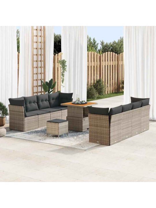 Dārza dīvānu komplekts 11 pcs pelēka 80 x 80 x 71 cm
