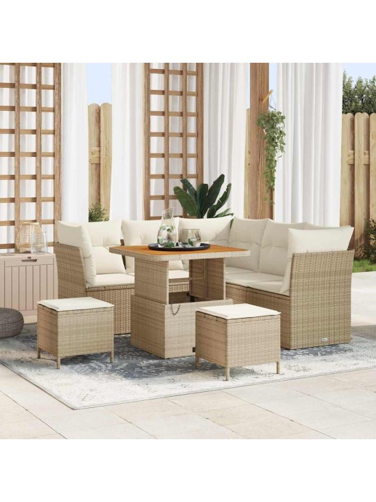 Dārza dīvānu komplekts 8 pcs bēša un krēmkrāsa 80 x 80 x 71 cm