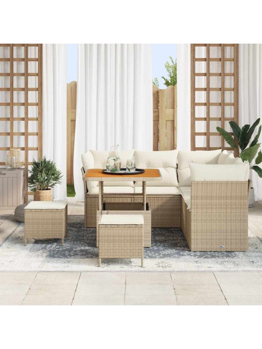 Dārza dīvānu komplekts 8 pcs bēša un krēmkrāsa 80 x 80 x 71 cm