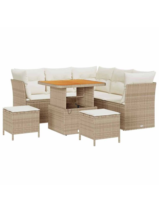Dārza dīvānu komplekts 8 pcs bēša un krēmkrāsa 80 x 80 x 71 cm