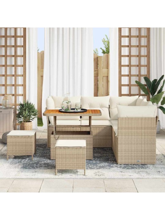 Dārza dīvānu komplekts 8 pcs bēša un krēmkrāsa 90 x 55 x 71 cm