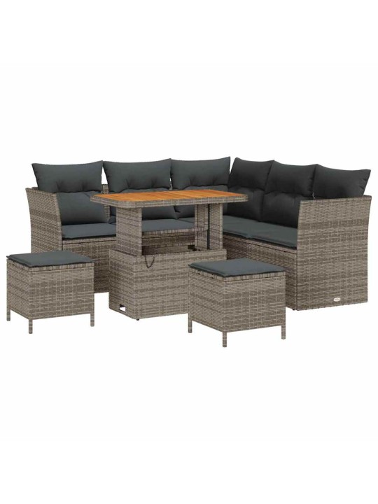 Dārza dīvānu komplekts ar spilvenu 8 pcs pelēka 90 x 55 x 71 cm