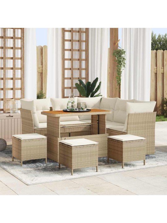 Dārza dīvānu komplekts 9 pcs bēša un krēmkrāsa 110 x 55 x 71 cm