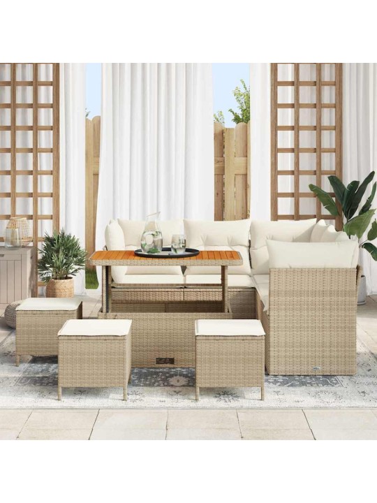 Dārza dīvānu komplekts 9 pcs bēša un krēmkrāsa 110 x 55 x 71 cm