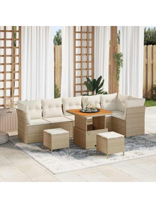 Dārza dīvānu komplekts 9 pcs bēša un krēmkrāsa 80 x 80 x 71 cm