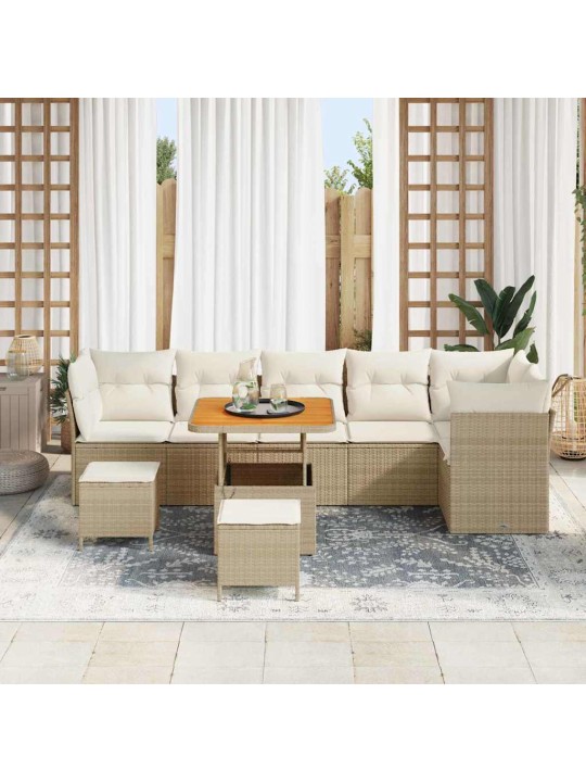 Dārza dīvānu komplekts 9 pcs bēša un krēmkrāsa 80 x 80 x 71 cm