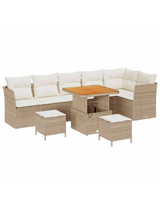 Dārza dīvānu komplekts 9 pcs bēša un krēmkrāsa 80 x 80 x 71 cm