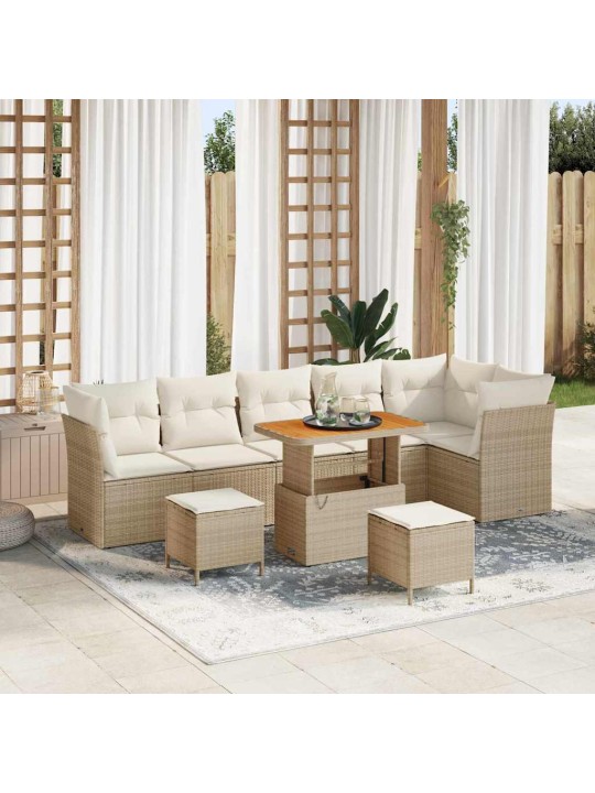 Dārza dīvānu komplekts 9 pcs bēša un krēmkrāsa 90 x 55 x 71 cm