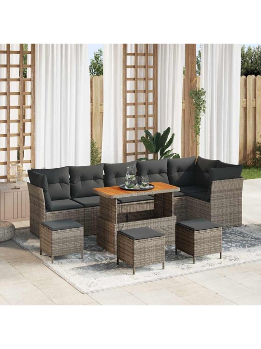 Dārza dīvānu komplekts 10 pcs pelēka 110 x 55 x 71 cm