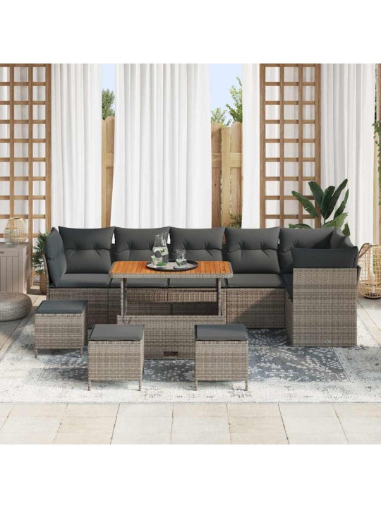 Dārza dīvānu komplekts 10 pcs pelēka 110 x 55 x 71 cm