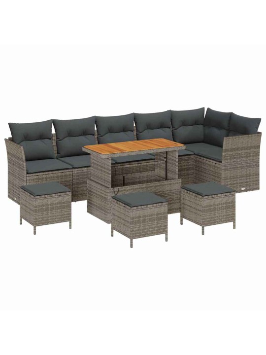Dārza dīvānu komplekts 10 pcs pelēka 110 x 55 x 71 cm