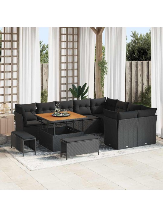 Dārza dīvānu komplekts 12 pcs melna 100 x 100 x 71 cm