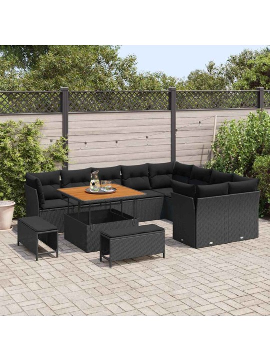 Dārza dīvānu komplekts 12 pcs melna 100 x 100 x 71 cm