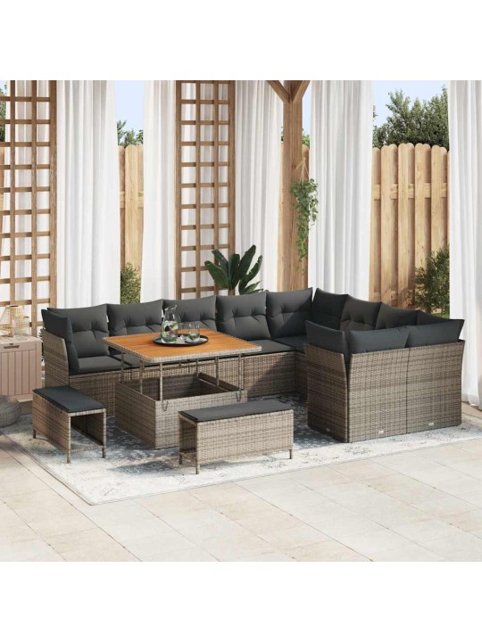 Dārza dīvānu komplekts 12 pcs pelēka 100 x 100 x 71 cm