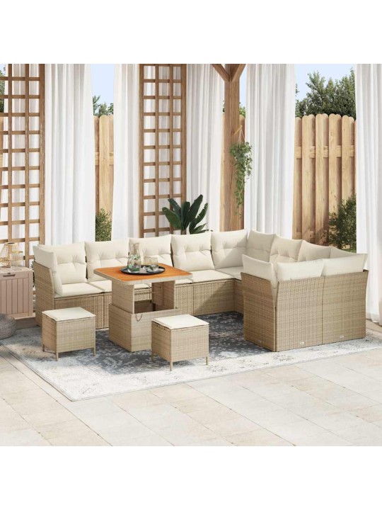 Dārza dīvānu komplekts 12 pcs bēša un krēmkrāsa 80 x 80 x 71 cm