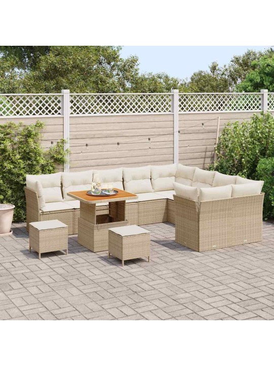 Dārza dīvānu komplekts 12 pcs bēša un krēmkrāsa 80 x 80 x 71 cm