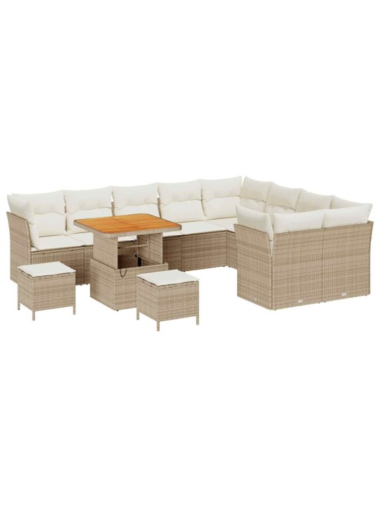 Dārza dīvānu komplekts 12 pcs bēša un krēmkrāsa 80 x 80 x 71 cm