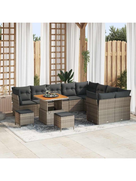 Dārza dīvānu komplekts 12 pcs pelēka 80 x 80 x 71 cm