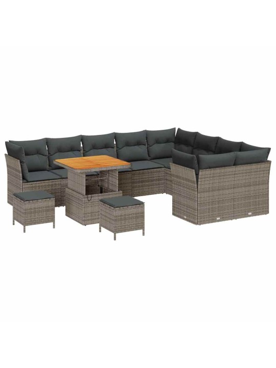 Dārza dīvānu komplekts 12 pcs pelēka 80 x 80 x 71 cm