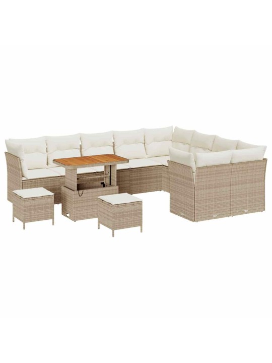Dārza dīvānu komplekts 12 pcs bēša un krēmkrāsa 90 x 55 x 71 cm