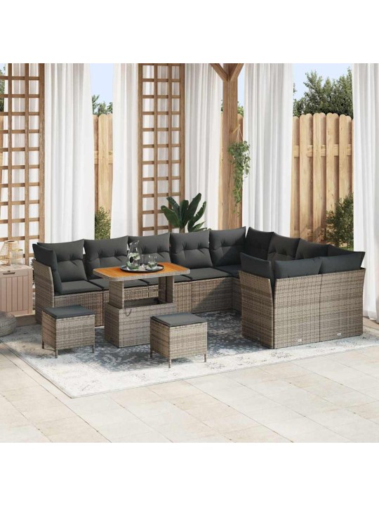 Dārza dīvānu komplekts 12 pcs pelēka 90 x 55 x 71 cm