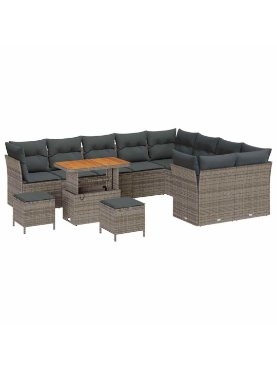 Dārza dīvānu komplekts 12 pcs pelēka 90 x 55 x 71 cm