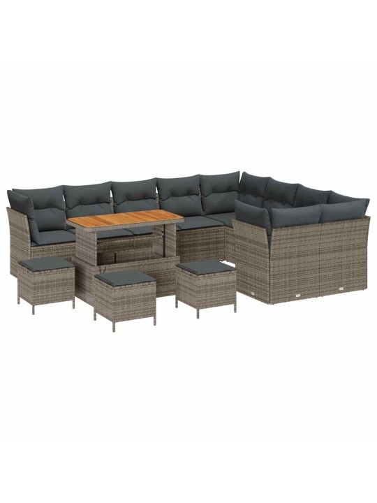 Dārza dīvānu komplekts 13 pcs pelēka 110 x 55 x 71 cm