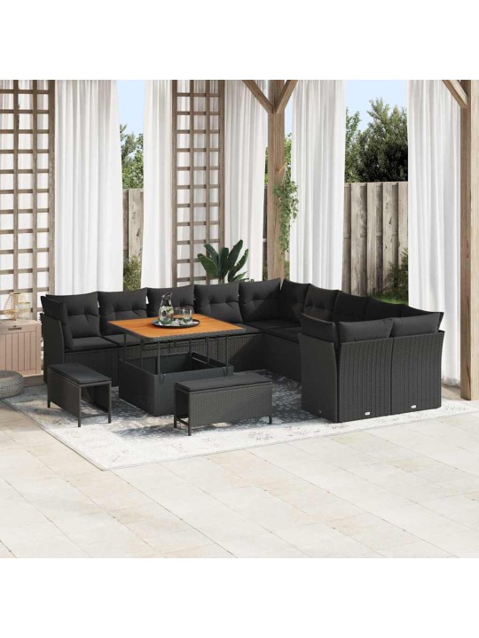 Dārza dīvānu komplekts 13 pcs melna 100 x 100 x 71 cm