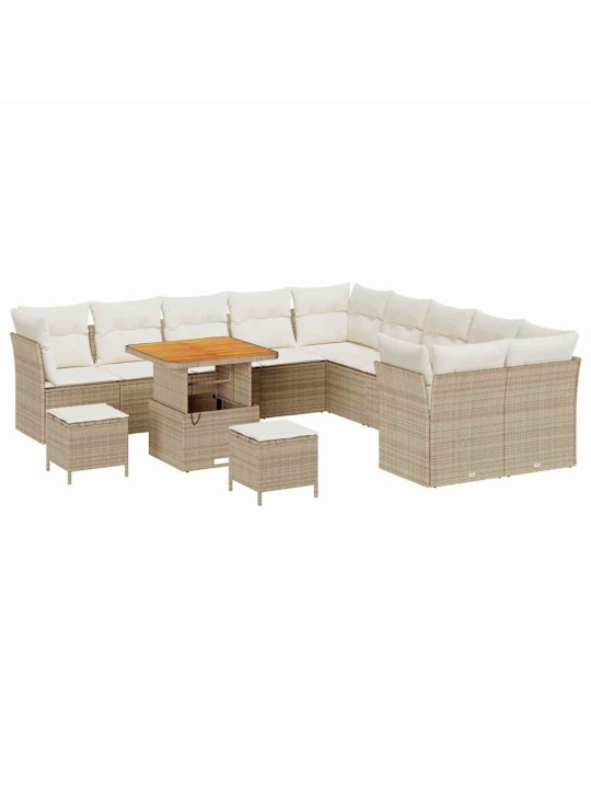 Dārza dīvānu komplekts 13 pcs bēša un krēmkrāsa 80 x 80 x 71 cm