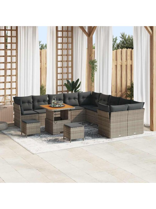 Dārza dīvānu komplekts 13 pcs pelēka 80 x 80 x 71 cm