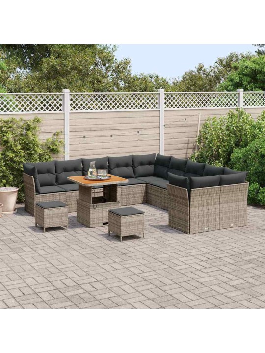 Dārza dīvānu komplekts 13 pcs pelēka 80 x 80 x 71 cm