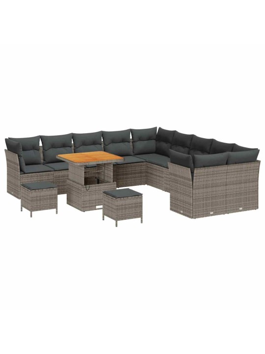 Dārza dīvānu komplekts 13 pcs pelēka 80 x 80 x 71 cm