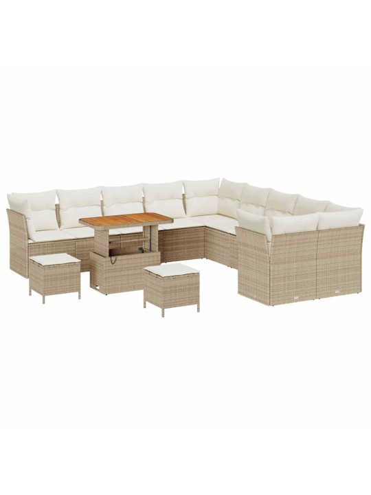 Dārza dīvānu komplekts 13 pcs bēša un krēmkrāsa 90 x 55 x 71 cm