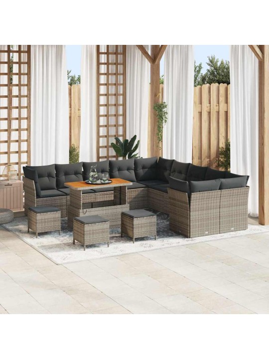 Dārza dīvānu komplekts 14 pcs pelēka 110 x 55 x 71 cm