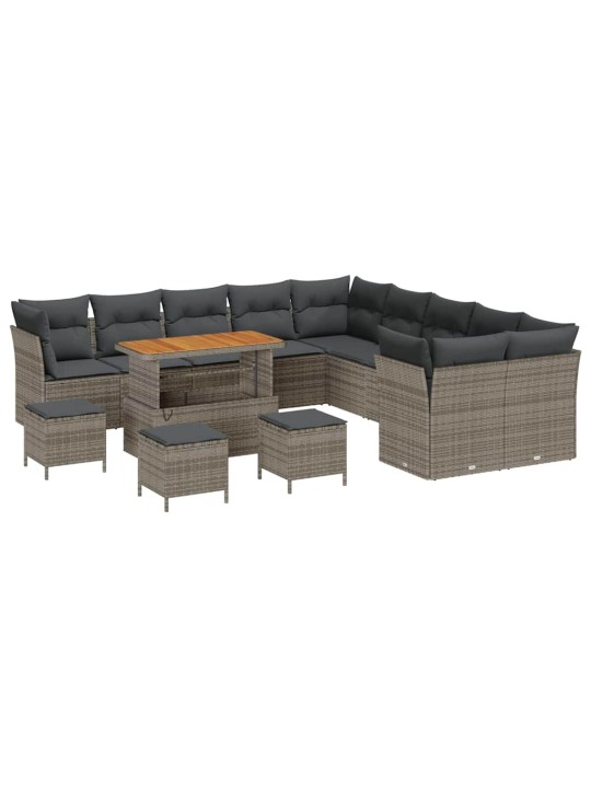 Dārza dīvānu komplekts 14 pcs pelēka 110 x 55 x 71 cm