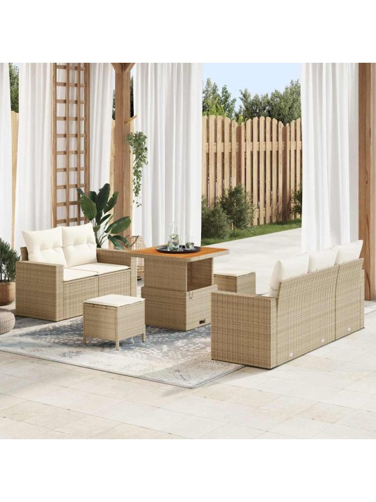 Dārza dīvānu komplekts 8 pcs bēša un krēmkrāsa 80 x 80 x 71 cm