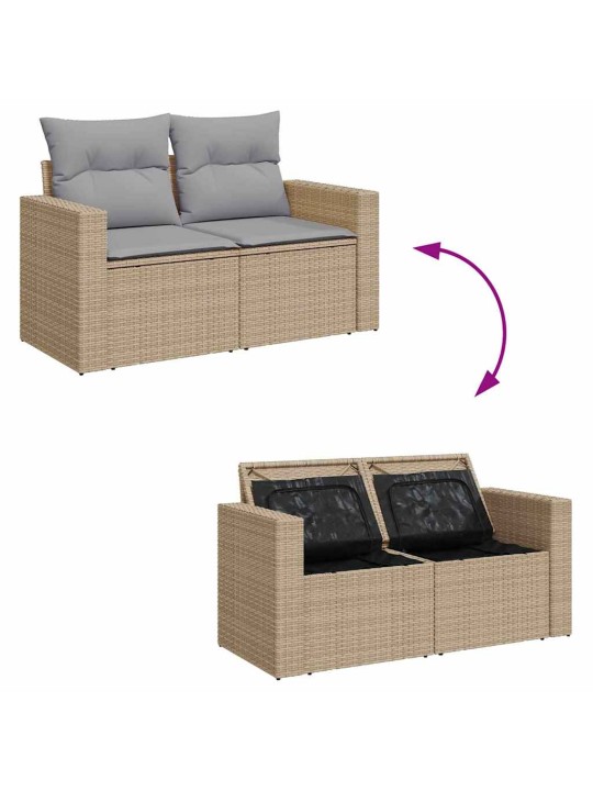 Dārza dīvānu komplekts ar spilvenu 8 pcs bēša un gaiši pelēka