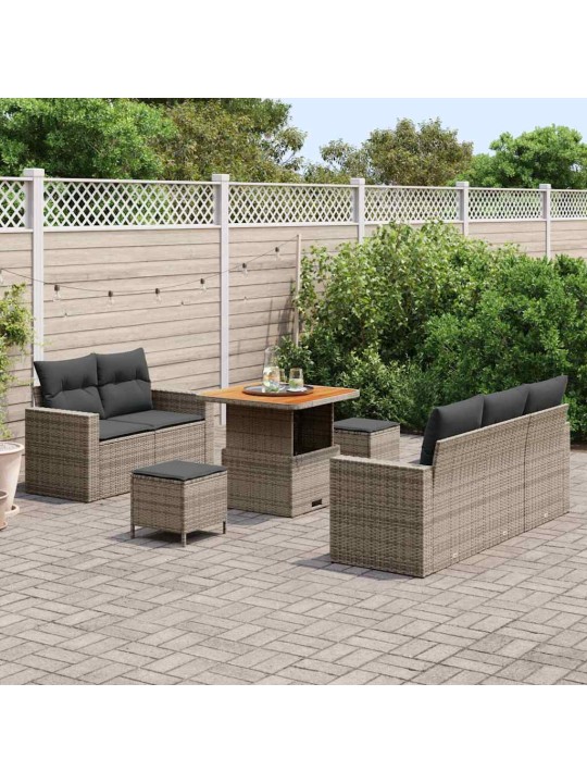 Dārza dīvānu komplekts ar spilvenu 8 pcs pelēka 80 x 80 x 71 cm