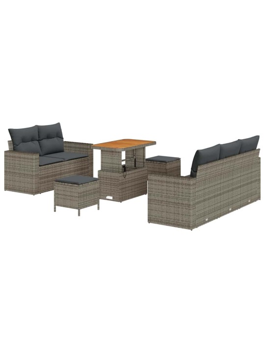 Dārza dīvānu komplekts ar spilvenu 8 pcs pelēka 90 x 55 x 71 cm