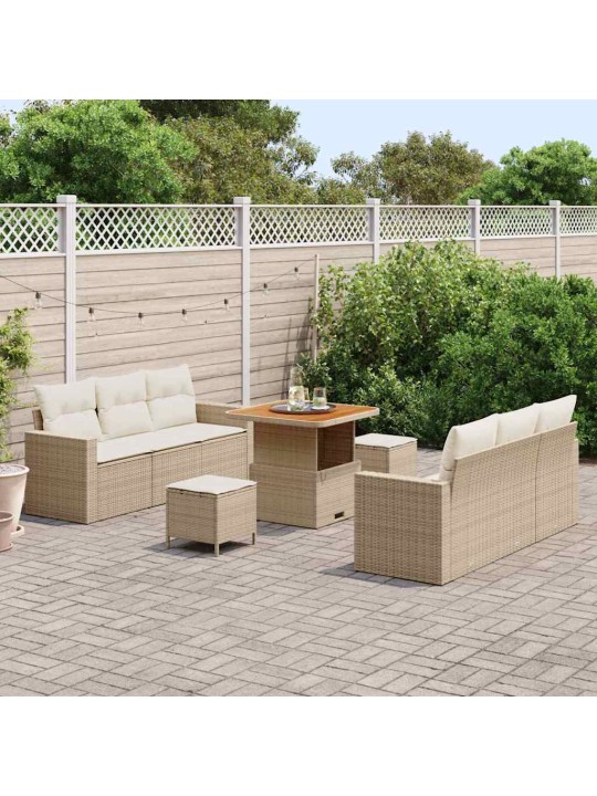 Dārza dīvānu komplekts 9 pcs bēša un krēmkrāsa 80 x 80 x 71 cm