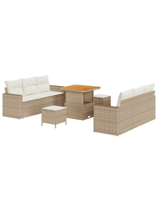 Dārza dīvānu komplekts 9 pcs bēša un krēmkrāsa 80 x 80 x 71 cm