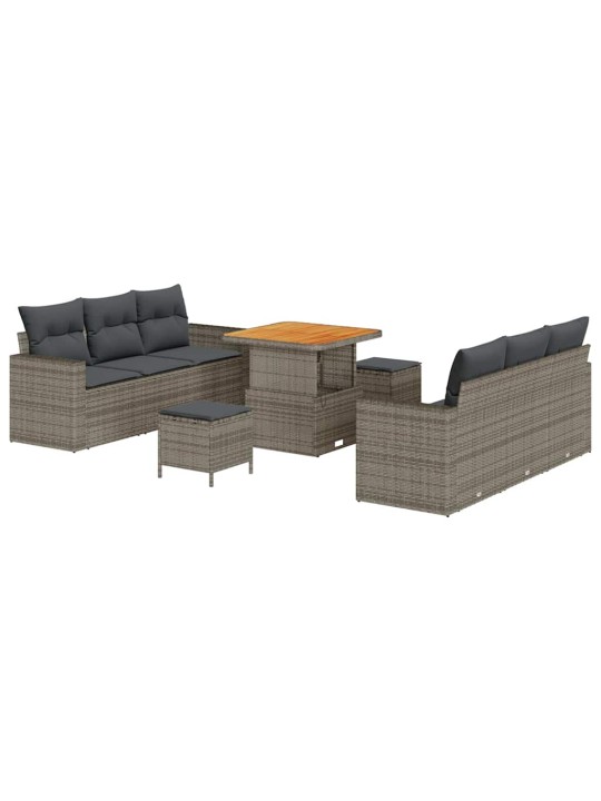 Dārza dīvānu komplekts ar spilvenu 9 pcs pelēka 80 x 80 x 71 cm