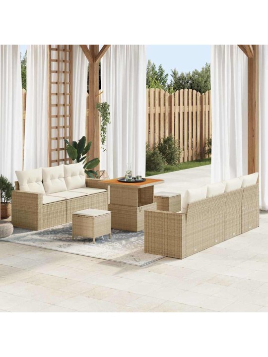 Dārza dīvānu komplekts 10 pcs bēša un krēmkrāsa 80 x 80 x 71 cm